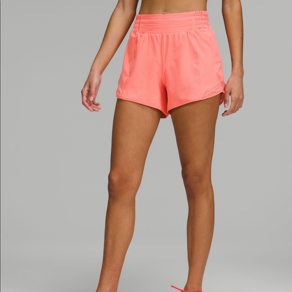 Lululemon High Rise 4 inch Raspberry Cream Shorts